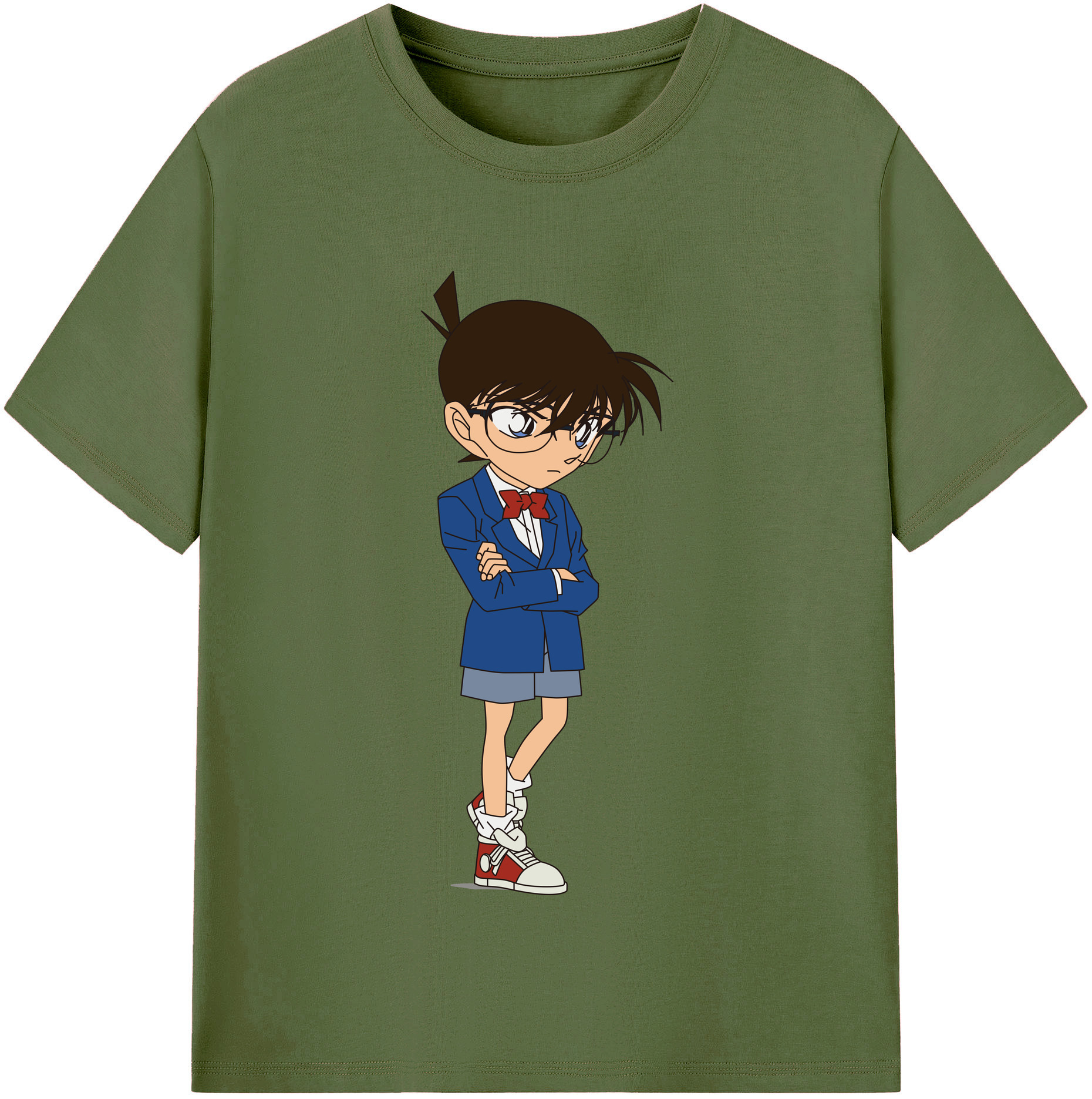 （画像用） 名探偵コナン 江戸川 コナン Detective Conan Conan Edogawa 綿100％半袖Tシャツ（フロントプリント）